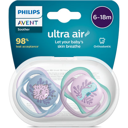 Philips Avent Ultra Air Soother 6-18m Assorted 2 Pack