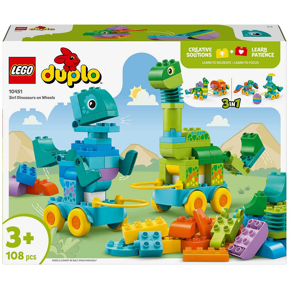 Lego Duplo 3-in-1 Dinosaurs on Wheels Age 3+ 10451 108 Pieces