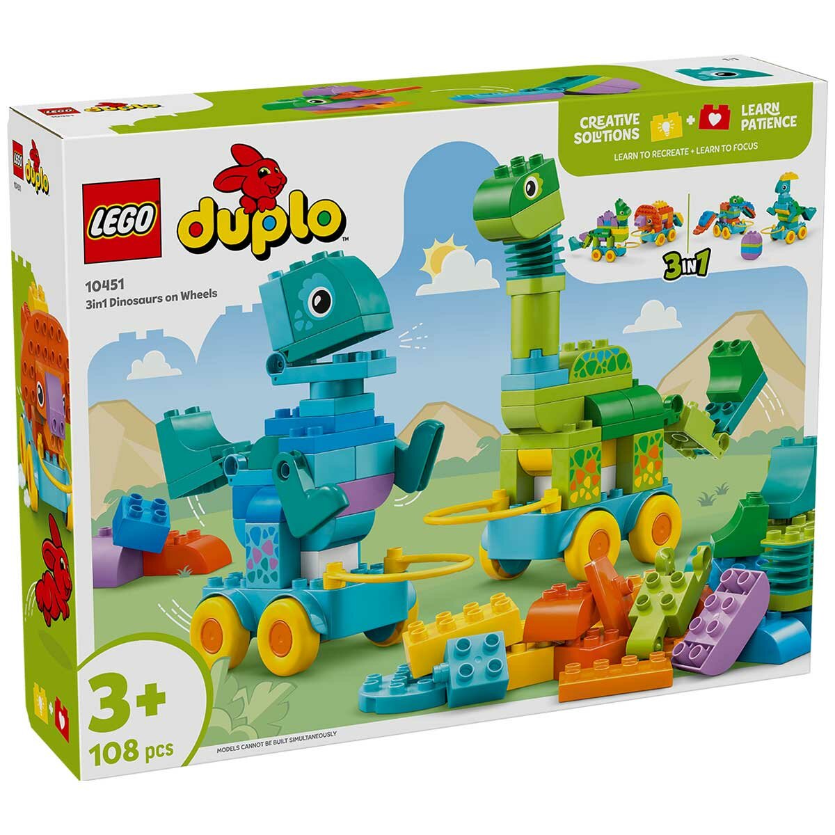 Lego Duplo 3-in-1 Dinosaurs on Wheels Age 3+ 10451 108 Pieces