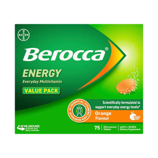Berocca Energy Vitamin B & C Orange Flavour Effervescent Tablets 75 Value Pack - 1 pack