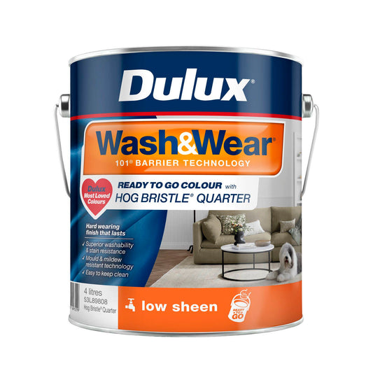 Dulux Wash Wear Low Sheen Interior Paint - 4L - Hog Bristle