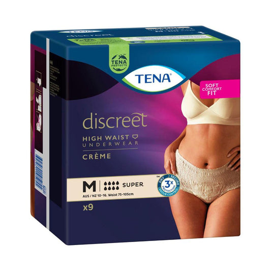 Tena Discreet Creme Super Incontinence Pants Medium - 9 pack