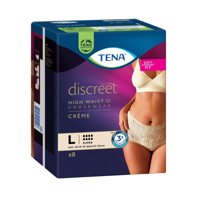 Tena Discreet Super Creme Incontinence Pants Large - 8 pack