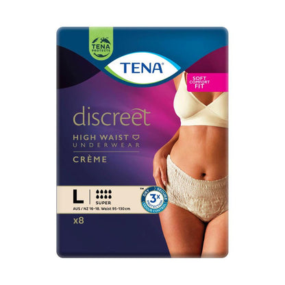 Tena Discreet Super Creme Incontinence Pants Large - 8 pack