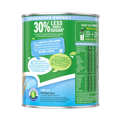 Milo 30% Less Added Sugar Chocolate Malt Powder Hot Or Cold Drink - 395g