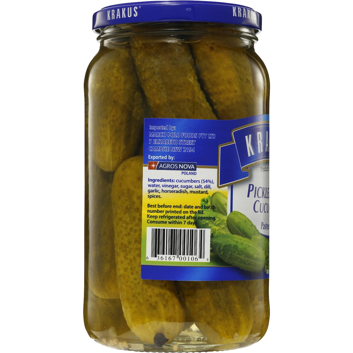 Krakus European Foods Pickled Dill Cucumbers 850g