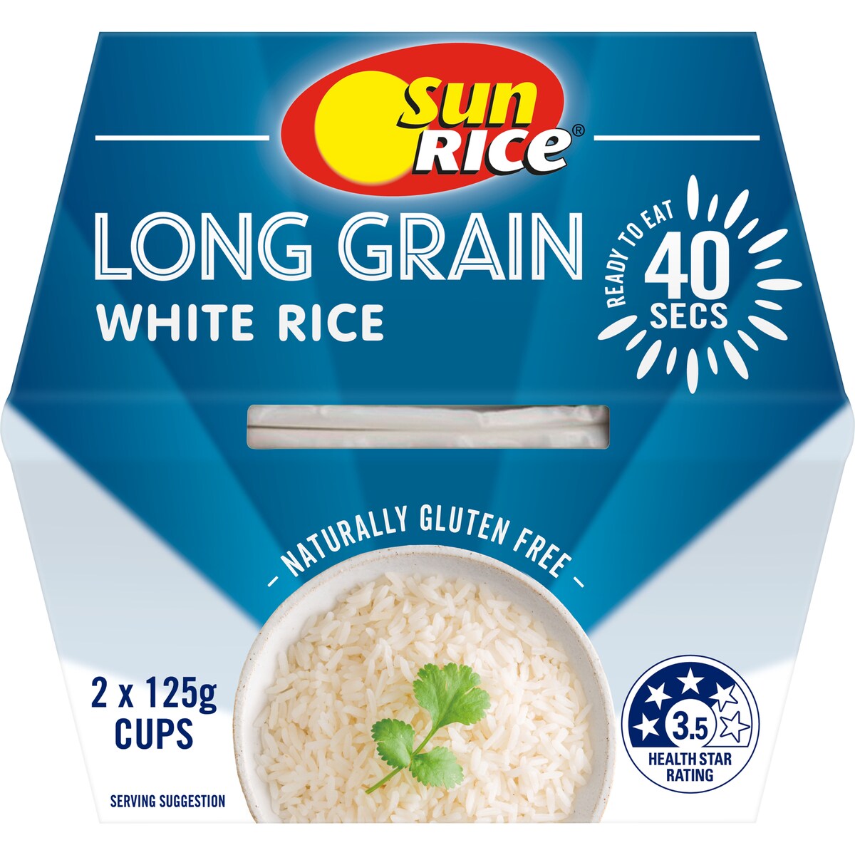 Sunrice Microwave White Long Grain Rice Cup 125g x 2 pack