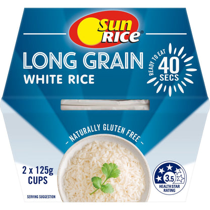 Sunrice Microwave White Long Grain Rice Cup 125g x 2 pack