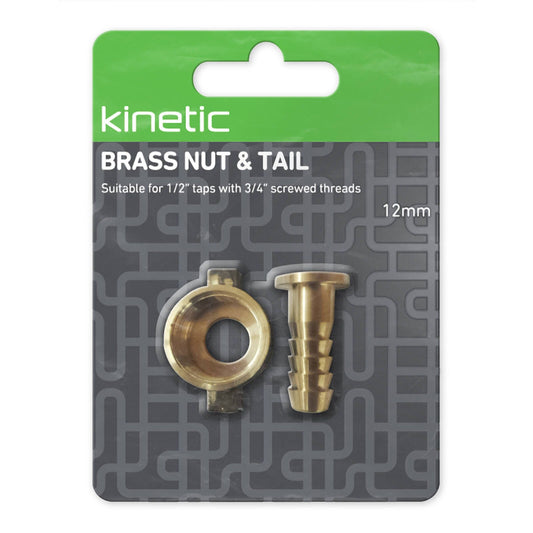 Kinetic 12mm Brass Nut and Tail - 2 Pack
