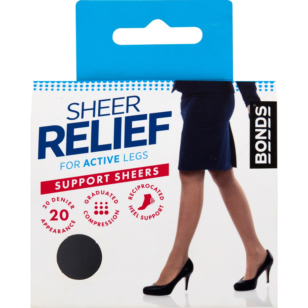 Bonds Sheer Relief Pantyhose Control Support Black Avg Each
