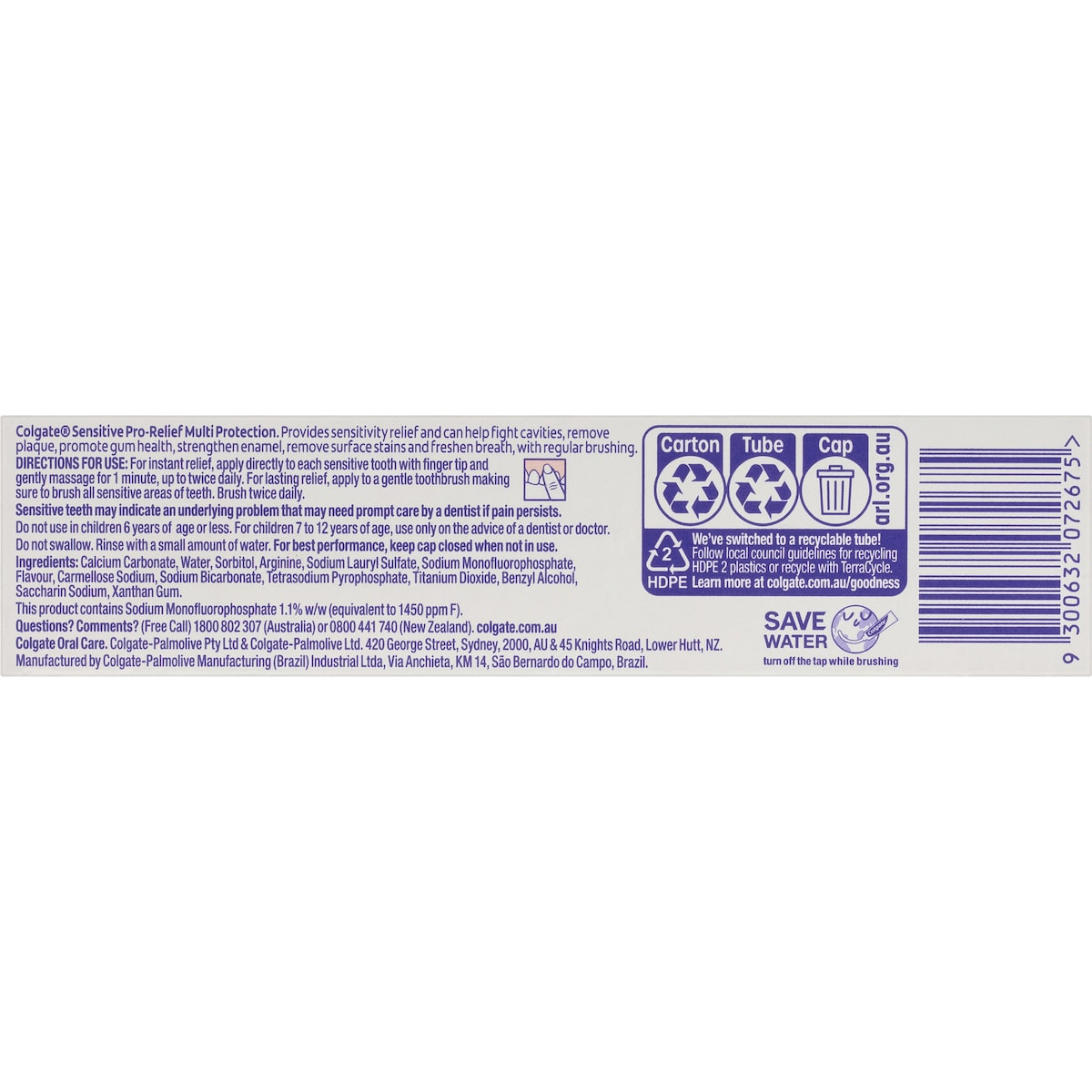 Colgate Sensitive Pro Relief Travel Toothpaste Multi Protection 50g