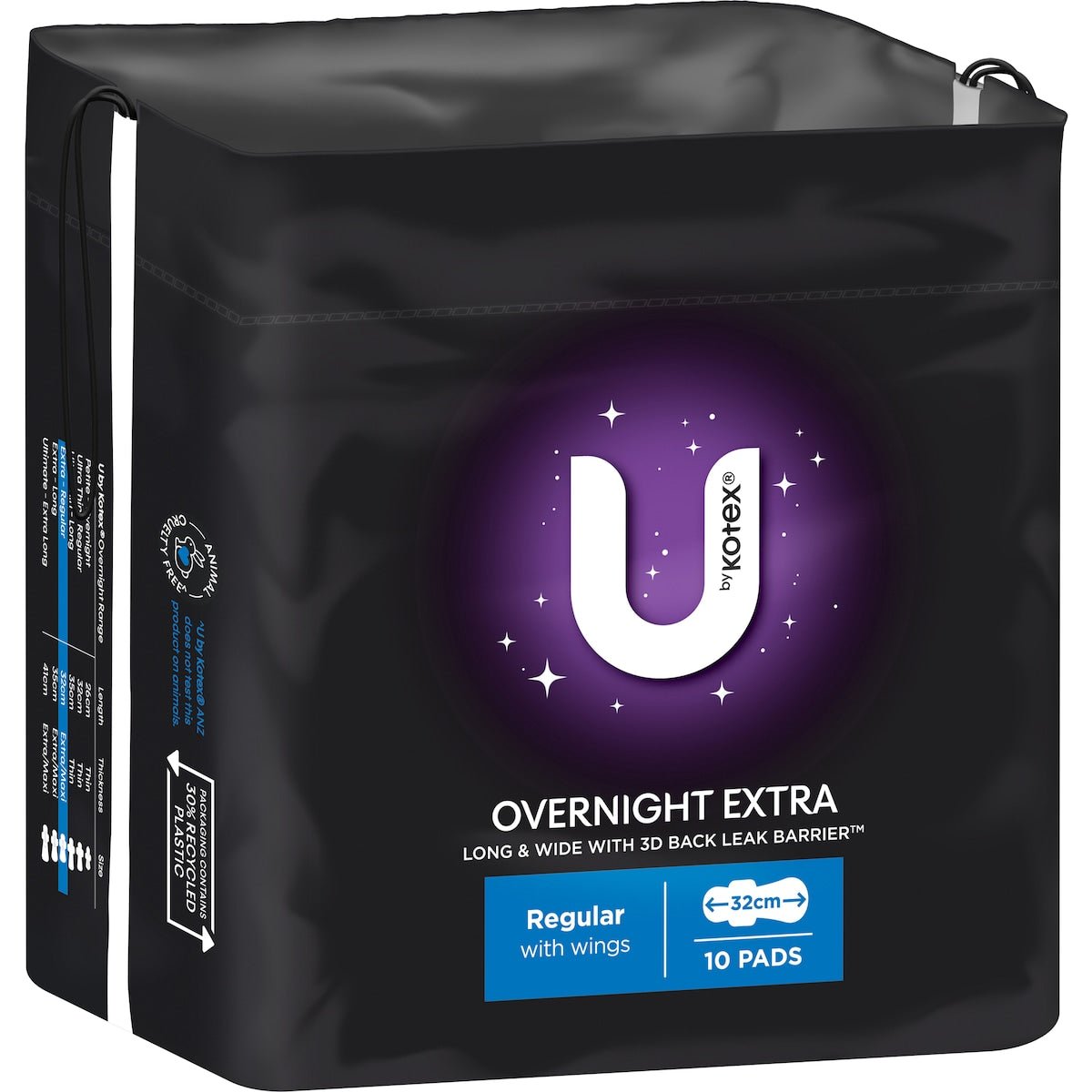U by Kotex Extra Overnight Pads with Wings 10 pack
