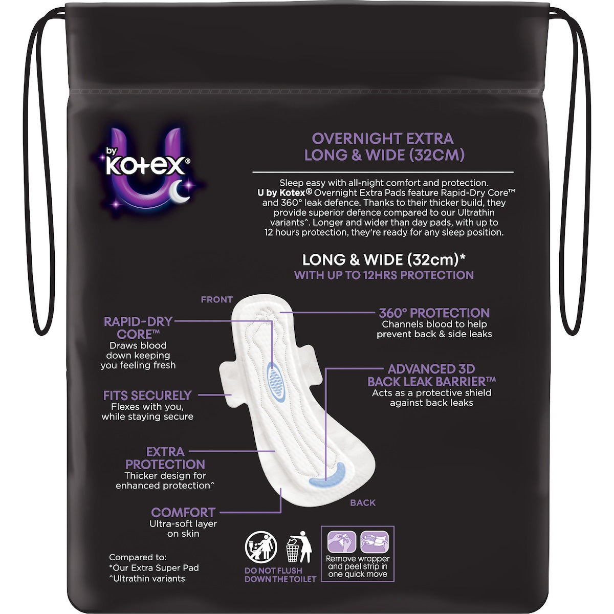 U By Kotex Overnight Pads Long 10 Pack