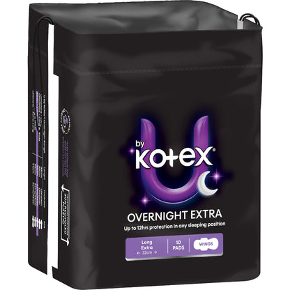 U By Kotex Overnight Pads Long 10 Pack