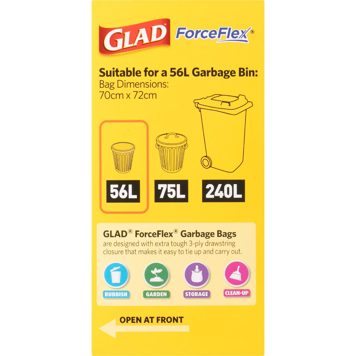 Glad Force Flex Drawstring 56l 20 Pack