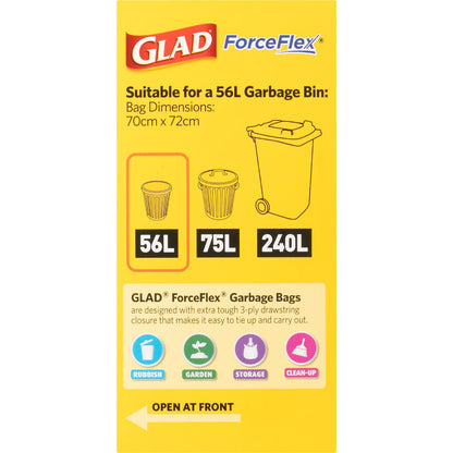 Glad Force Flex Drawstring 56l 20 Pack