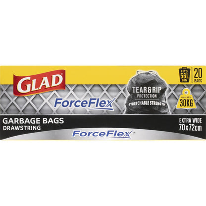 Glad Garbage Bags Tuff Stuff Drawstring 56l 20 Pack