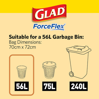 Glad Force Flex Drawstring 56l 20 Pack