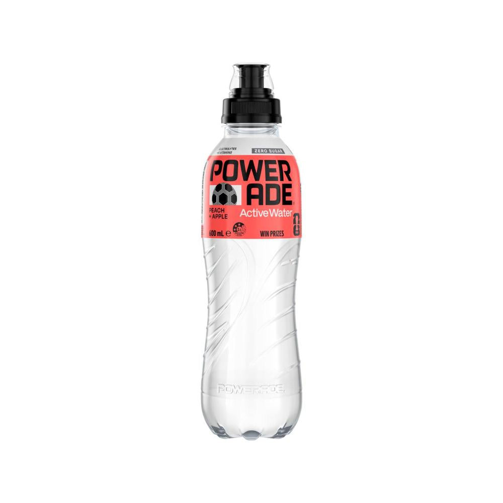 Powerade Ion4 Active Water Peach And Apple Zero Sugar Sipper Cap Bottle - 600mL