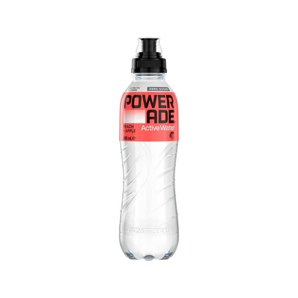 Powerade Ion4 Active Water Peach And Apple Zero Sugar Sipper Cap Bottle - 600mL