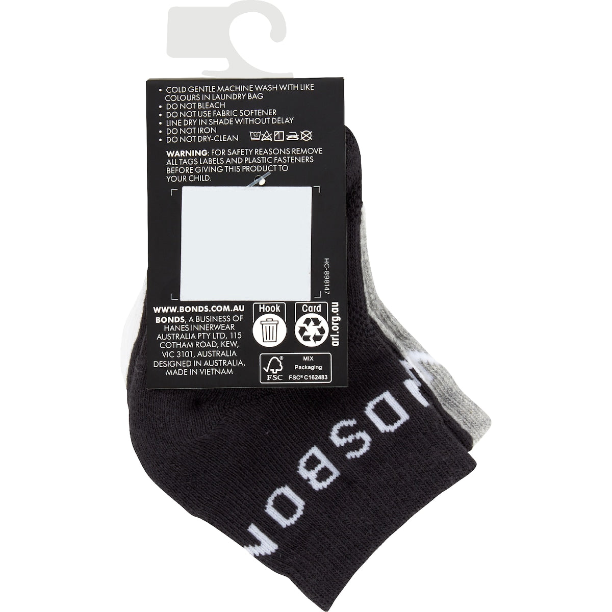 Bonds Baby Socks Sport Active Size 6-12m & 1-2y Assorted 3 Pack
