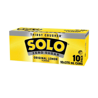 Solo Zero Sugar Original Lemon Soft Drink Cans Multipack 375ml - 10 Pack