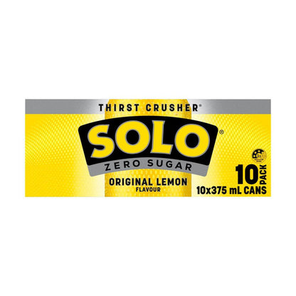 Solo Zero Sugar Original Lemon Soft Drink Cans Multipack 375ml - 10 Pack