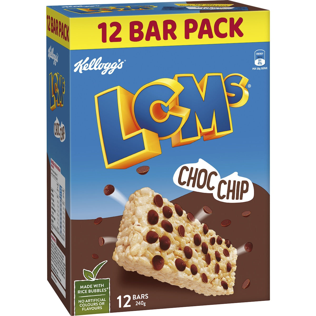 Kellogg's LCMs Choc Chip Rice Bubbles Snack Bars 12 pack