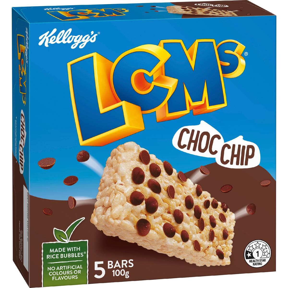 Kellogg's Lcms Choc Chip Rice Bubbles Snack Bars 5 Pack