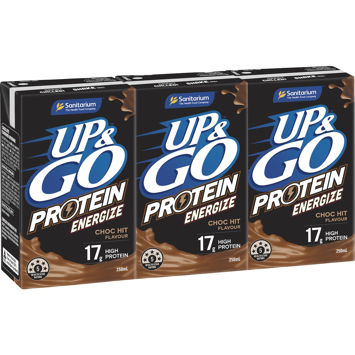 Sanitarium Up&Go Protein Energize Choc 250ml x3 Pack