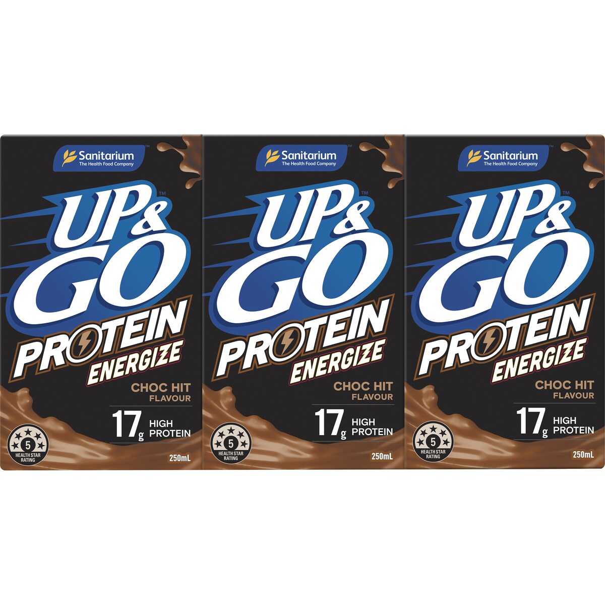 Sanitarium Up&Go Protein Energize Choc 250ml x3 Pack