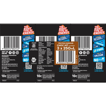 Sanitarium Up&Go Protein Energize Choc 250ml x3 Pack
