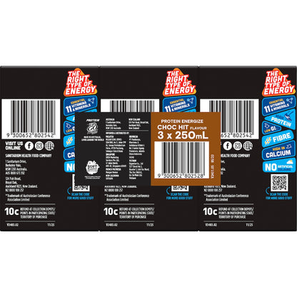 Up&go Protein Energize Liquid Breakfast Choc 250ml X 3 Pack