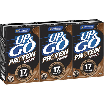 Up&go Protein Energize Liquid Breakfast Choc 250ml X 3 Pack