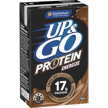 Up&go Protein Energize Liquid Breakfast Choc 250ml X 3 Pack