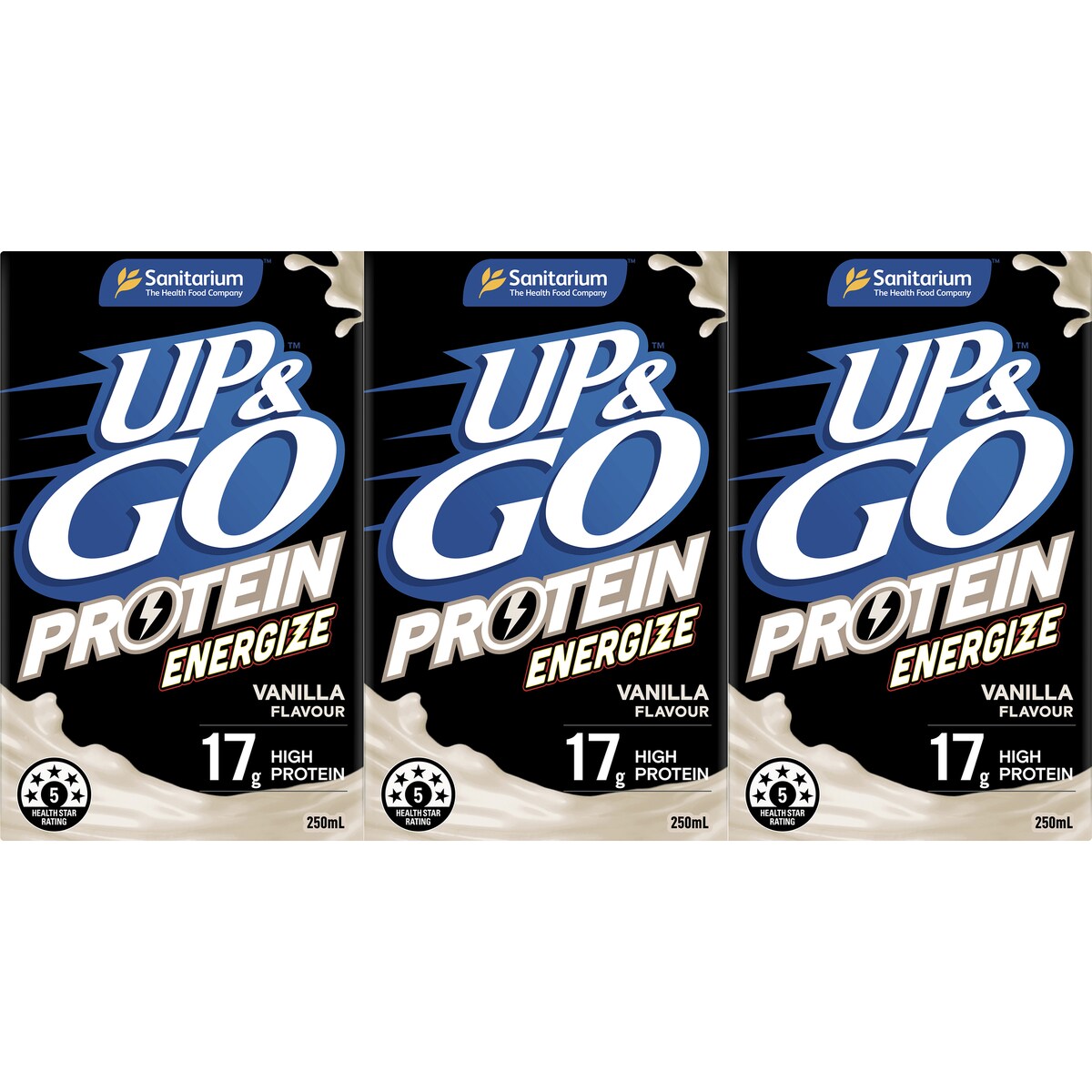 Sanitarium Up&Go Protein Energize Vanilla 250ml x3 Pack
