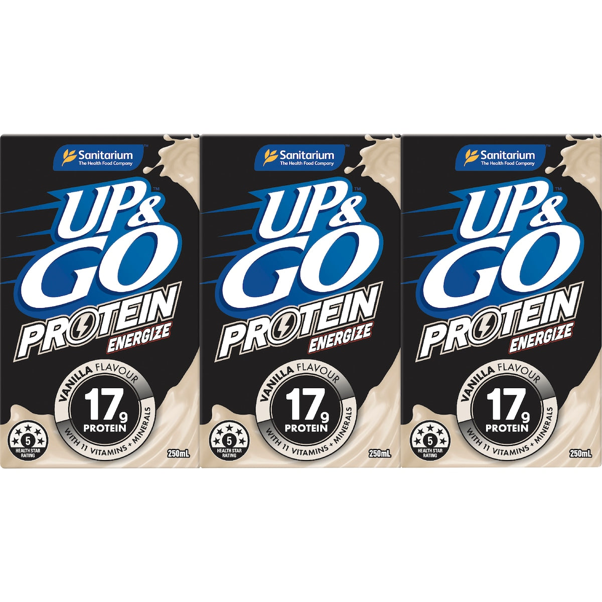 Up&go Protein Energize Liquid Breakfast Vanilla 250ml X 3 Pack