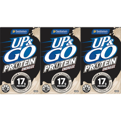 Up&go Protein Energize Liquid Breakfast Vanilla 250ml X 3 Pack