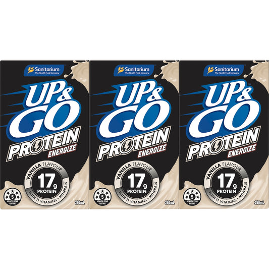Up&go Protein Energize Liquid Breakfast Vanilla 250ml X 3 Pack