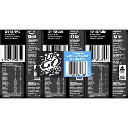 Sanitarium Up&Go Protein Energize Vanilla 250ml x3 Pack