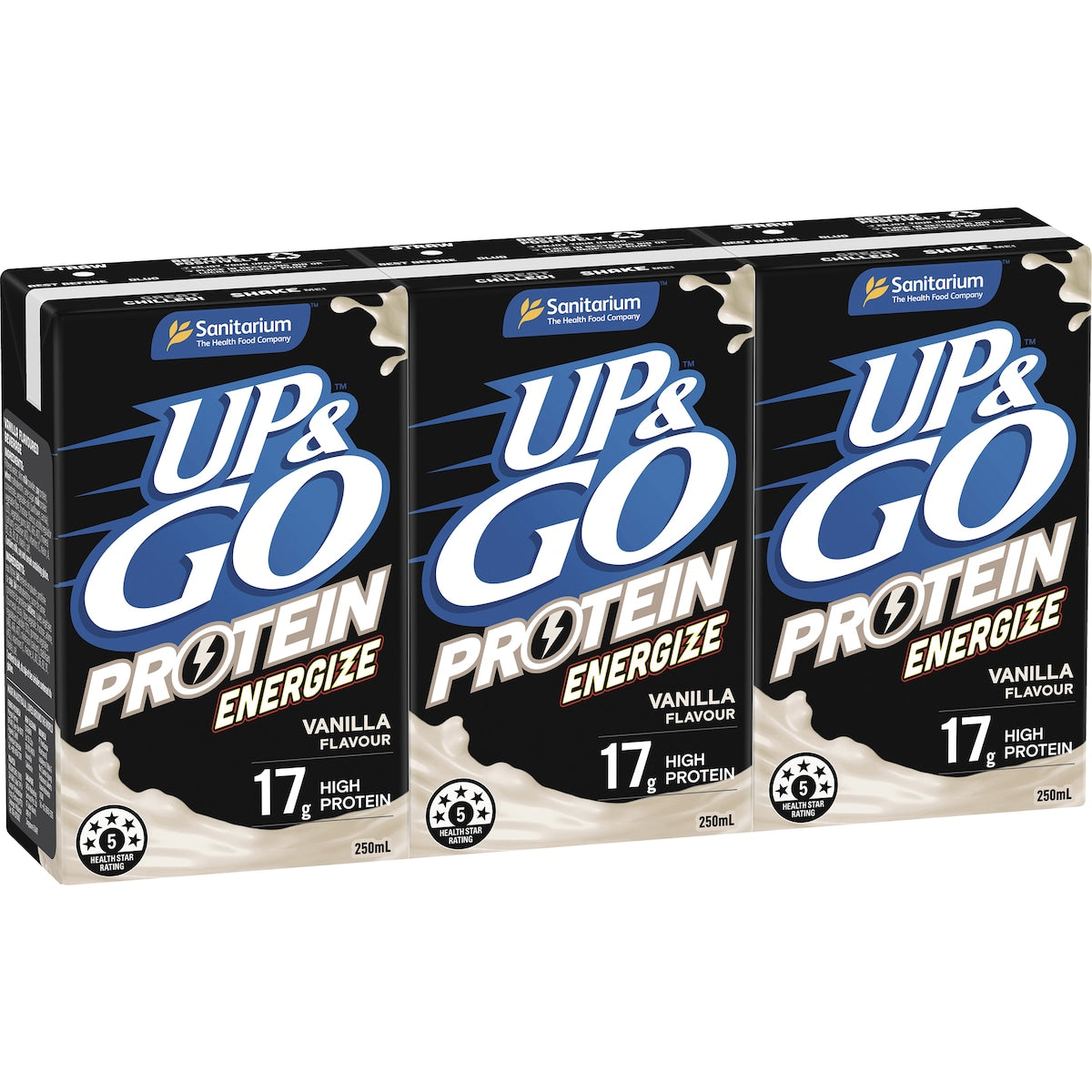 Sanitarium Up&Go Protein Energize Vanilla 250ml x3 Pack