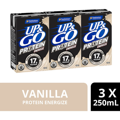 Up&go Protein Energize Liquid Breakfast Vanilla 250ml X 3 Pack