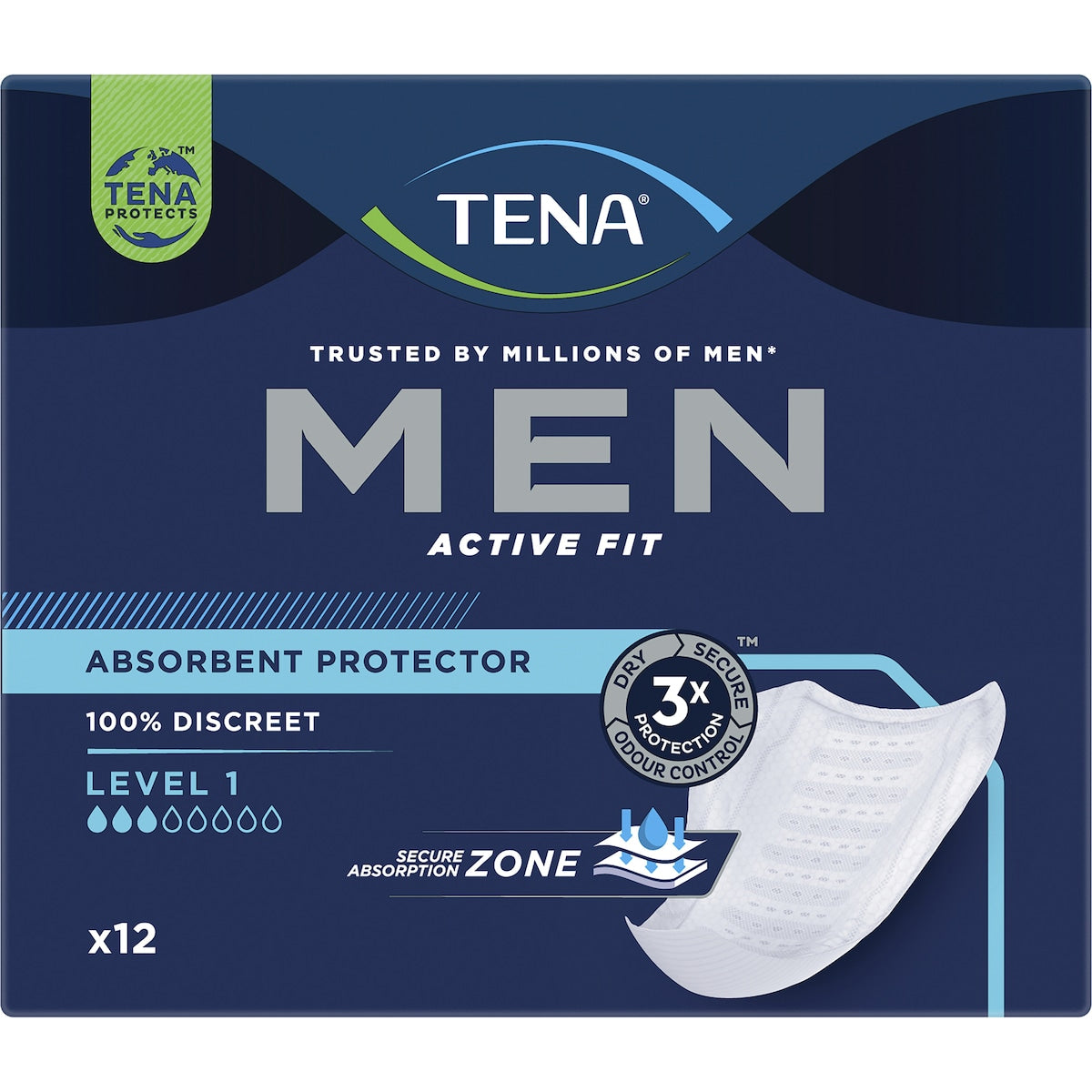 Tena Men Active Fit Absorbent Protector Level 1 Light 12 Pack