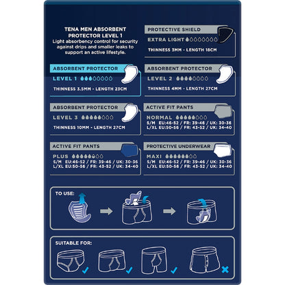 Tena Men Active Fit Absorbent Protector Level 1 Light 12 Pack