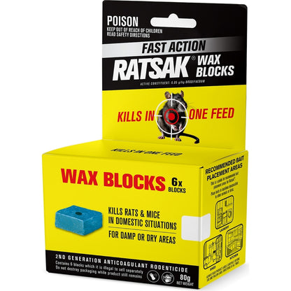 Ratsak Fast Action Wax Blocks 6 Pack