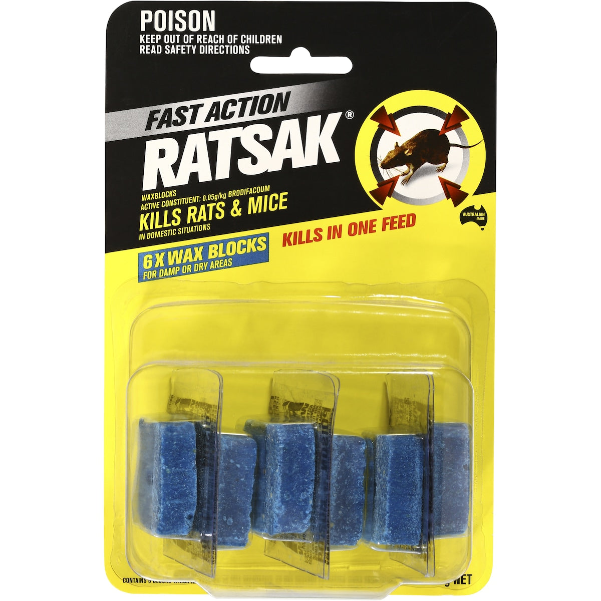 Ratsak Fast Action Wax Blocks 6 Pack