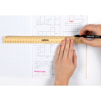 Celco Wooden Ruler Metric Drilled 30cm Each