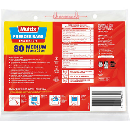 Multix Easy Tear Off Freezer Bags Medium 80 Pack