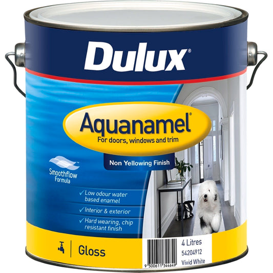 Dulux Aquanamel High Gloss White Enamel Paint - 4L