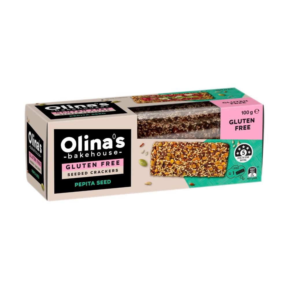 Olina's Bakehouse Gluten Free Seeded Crackers Pepita Seed - 100g